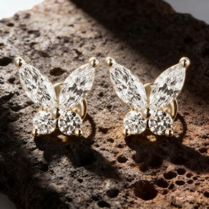 Pendientes de Aro con Diamantes Cultivados en Laboratorio de 0.68ct, Chapados en Oro de 14K, Certificados por IGI, de Lujo, Unisex, para Bodas y Fiestas, Calidad VS - Product Image 2