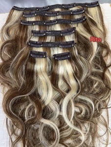 Extensiones <span class=keywords><strong>de</strong></span> Cabello Rizado <span class=keywords><strong>Natural</strong></span> <span class=keywords><strong>de</strong></span> Camboya al por Mayor con Cinco Clips, Larga, para Peluca o Postizo - Product Image 6