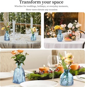<span class=keywords><strong>Vasi</strong></span> per Fiori Personalizzati di Colore <span class=keywords><strong>Blu</strong></span>, Vaso in Vetro Semplice e Creativo per Arredamento Casa, Tavolo e Matrimoni - Product Image 5
