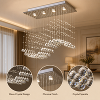 JYLIGHTING Vente en gros de luminaires de plafond en cristal LED pour villa, grand luminaire décoratif d'intérieur, boule de cristal ondulée, luminaire de mariage