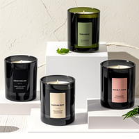 Bougie en cire de soja de luxe personnalisée AIKUN, pot en verre noir avec couvercle, boîte - Cadeau artisanal pour les fêtes de Diwali, Ramadan, bars