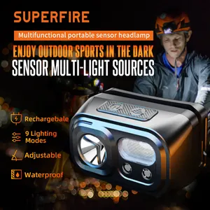 Portable Hot Selling Running Waterproof Usb Rechargeable Head Lamp 9modes Night Fishing Cob Sensor Led Headlamp