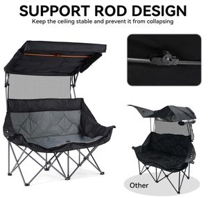 เก้าอี้คู่สำหรับตั้งแคมป์พร้อมที่บังแดดเก้าอี้ชายหาด2คนโซฟาตั้งแคมป์2คน - Product Image 4