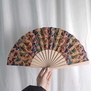 Exquisite Butterfly Folk Art Custom Hand Fan 23cm Personalized European Dance <b>Wood</b> Business <b>Gift</b> Portable - Product Image 3
