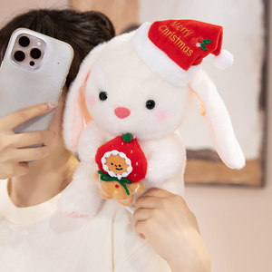 Peluche <span class=keywords><strong>Coniglio</strong></span> Natalizio con Orecchie Cadenti e Cappello da Babbo Natale, Decorazione Morbida e Soffice per Divano e Casa, Regalo per Bambini - Product Image 6