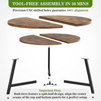 Table basse moderne en bois avec rangement à 2 niveaux, design portable et modulable, plateau de 2,55 cm d'épaisseur, structure métallique, écologique