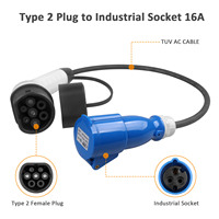 Adaptateur de charge pour véhicule électrique Type 2 vers prise CEE 3 broches 7kW 32A, câble neuf ignifuge, norme européenne certifiée CB CE TUV UKCA