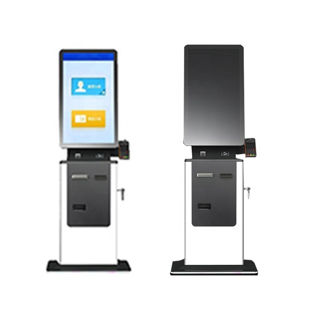 27/32 Inch Floor Standing Touch Screen Self-service Hotel Check-in Checkout Scanner Printer Payment Kiosk IP65 SDK Support