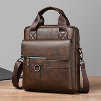 Sac d'affaires rétro pour homme avec logo personnalisé, en cuir PU résistant à l'usure, grande capacité, sac à bandoulière, sacoche pour ordinateur portable, sac à main