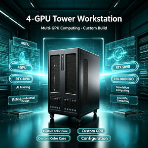 Estación de Trabajo de Doble Socket Personalizable con Refrigeración Líquida para 4 GPU, Servidor Barebone para Computación de IA que Mejora el Rendimiento para un Procesamiento de Datos Estable - Product Image 1