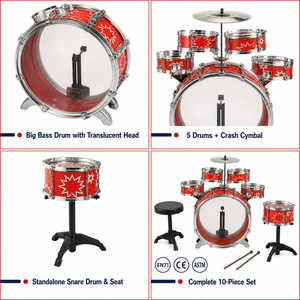 Set di Batteria Acustica Rotante per <span class=keywords><strong>Bambini</strong></span>, Strumento Musicale Amato dai Piccoli - Product Image 3