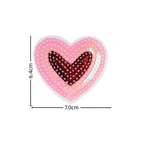 Patch brodé écologique en tissu perlé avec sequins thermocollants, motif cœur poli, étoiles brodées et applique florale