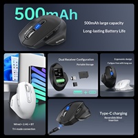 Ratón Inalámbrico Ergonómico FV-M200 con Carga de Tres Modos, Sensor Óptico, 6 Botones, Silencioso, para Oficina, Hogar, Juegos y Computadora