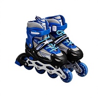Patins à roulettes pour enfants transfrontaliers, coque en PVC, taille ajustable, unisexe, pour débutants, à double rangée, lumineux, pour l'extérieur