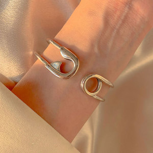 Braccialetto in argento Vintage moda croce Pin annodato industria pesante aperto bracciale rigido antico in argento Sterling gioielleria raffinata - Product Image 3