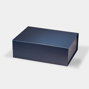 Custom 2pcs MOQ medium navy blue magnetic closure foldable rigid gift box in stock