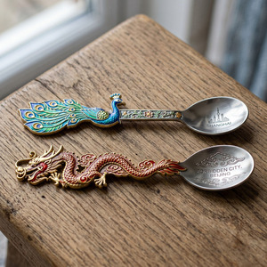 Cuchara de Té Pequeña de Aleación de Zinc de Primera Calidad, con Relieve 3D de Ciudad Antigua, Regalo de Vacaciones, Fantástico Obsequio Coleccionable - Product Image 1