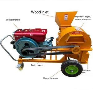 Broyeur de bois diesel haute productivité pour la fabrication de poudre de bois de palme et de sciure, avec composants essentiels : moteur, engrenage, roulement - Product Image 1