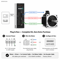 Kit de Motor Servo AC de 750W con Controlador, Codificador de 17 Bits, 220V Monofásico, 3000 RPM, Brida de 80mm, IE4 para Equipos de Automatización