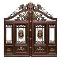 Entrée en alliage d'aluminium antivol à double porte de campagne moderne pour cour rurale bois acier verre matériel en stock