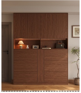 XHA Solid Wood Foldable Shoe Cabinet for Home Living Room Home Furniture Ultra-Thin Flip-Up Modern Design 6 Shelves - Product Image 1