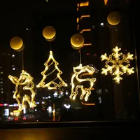 Lumière LED à piles pour les fêtes, décoration lumineuse suspendue en acrylique en forme de lune et d'arbre, lumière de rideau de Noël pour la maison