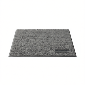 Alfombra de Baño de Chenilla Rectangular Gris Sólido Antideslizante Lavable a Máquina Super Absorbente Alfombra de Ducha Diseño Minimalista - Product Image 1
