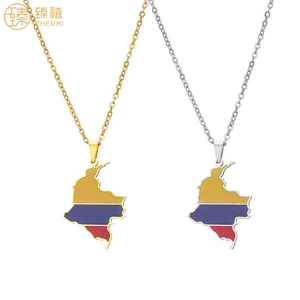 Zhenzxi-collar de acero inoxidable 2022 chapado en oro de 18K, resistente al goteo de aceite, colgante del mapa de Colombia para mujeres y hombres - Product Image 6