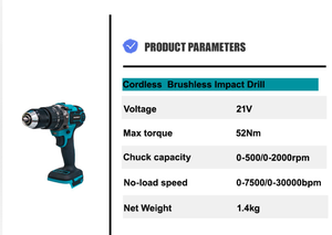 Taladro percutor inalámbrico sin escobillas, destornillador sin escobillas – juego de herramientas eléctricas - Product Image 6