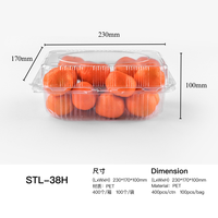 Récipient d'emballage PET clair de fruits frais à clapet carré d'approvisionnement d'usine boîtes d'anneaux perforées en plastique pour tomates, cerises et fruits