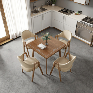 Ensemble <span class=keywords><strong>table</strong></span> et chaises de salle <span class=keywords><strong>à</strong></span> <span class=keywords><strong>manger</strong></span> moderne minimaliste en bois massif 4 places pour la maison Petits appartements Design carré - Product Image 3