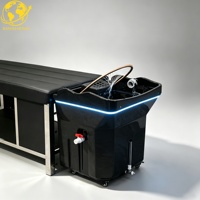 Bac à shampoing mobile pour soins capillaires, équipement de salon avec réservoir d'eau, circulation automatique de l'eau, température constante