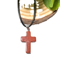 Collier tendance DIY style européen et américain, pendentif croix mode, cordon en cuir avec cristal naturel, chaîne de clavicule, accessoire transfrontalier