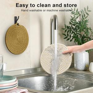 Posavasos Redondos Reutilizables y Duraderos de Poliéster y Algodón, 300 mm de Diámetro, Diseño Contemporáneo para Encimeras de Cocina y Mesas de Comedor - Product Image 3