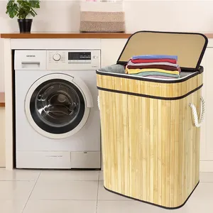 맞춤형 대용량 대나무 세탁 바구니 방수 더러운 옷 보관 바구니 친환경 접이식 세탁 바구니