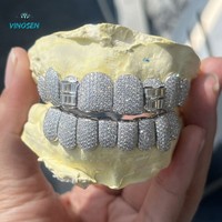 Grillz pour les dents en Moissanite micro-pavée, style Streetwear Urbain Hip Hop, Bijoux dentaires classiques, Bling pour rappeurs, Accessoires de scène