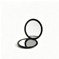 Miroir de maquillage pliable portable noir avec logo personnalisé, double face, mini miroir de poche cosmétique