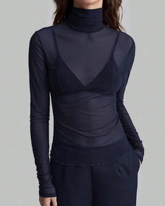 Chemisier élégant ZONA pour <span class=keywords><strong>femme</strong></span>, en maille, à <span class=keywords><strong>col</strong></span> montant et manches longues, coupe ajustée, pour la vente en gros et la personnalisation - Product Image 1