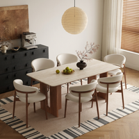Ensemble de table à manger moderne, table à manger en bois massif nordique, 6 chaises de salle à manger de luxe, meubles de salle à manger en pierre