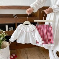 Nouvelle Arrivée Automne – Blouse Polyvalente en Coton Couleur Unie Style Poupée pour Bébés Filles, Manches Longues, Col Peter Pan