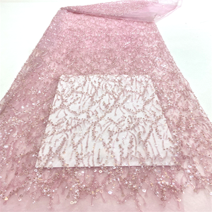 Nouvelle arrivée de luxe bon prix tissu perlé de haute qualité avec des paillettes pour la fête robe de mariée vêtements accessoires - Product Image 1