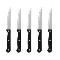 Couteau à steak en acier inoxydable, meilleure vente, ensemble de couteaux à steak en acier inoxydable 420, manche en ABS, couteaux noirs avec conception full-tang