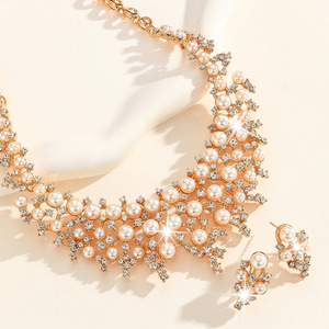 European and American Jewelry Fashion Imitation Pearl Alloy Necklace Earrings Set Jewelry Ladies <b>Wedding</b> Jewelry <b>Accessories</b> - Product Image 4