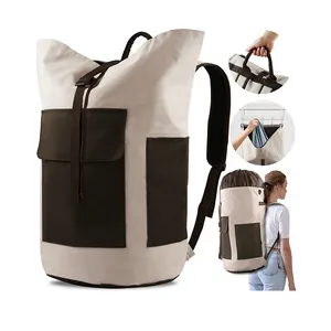 Ekstra büyük ağır çamaşır torbası sırt çantası ayarlanabilir uzatılabilir çamaşır sepeti çanta Laundromat ve seyahat için 3 cepler ile