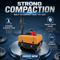 Mini-compacteur routier hydraulique de 0,6 tonne, moteur diesel Changchai, 30 kN, double tambour vibrant, compacteur de sol et d'asphalte, construction HX60
