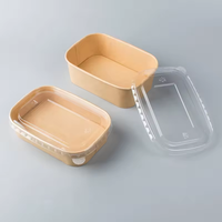 Bol en papier kraft rectangulaire jetable biodégradable et étanche avec poignée pour la livraison de riz, soupe et plats à emporter – Idéal pour le sucre
