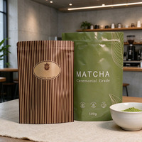 Sachet d'emballage pour café, pochette à café à fond plat finition mate, impression personnalisée, fermeture éclair refermable et valve de décompression