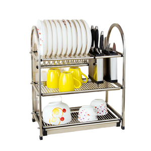 Escurridor de Platos de Acero Inoxidable de 3 Niveles, Cromado, Organizador de Utensilios de Cocina, Escurridor de Vajilla, Secado Fácil - Product Image 1