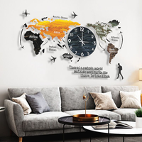 Mural Decorativo de Pared con Mapa del Mundo Creativo de Alta Gama Personalizado por YZOK para Sala de Estar y Oficina, Reloj Silencioso