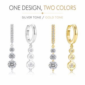 Venta al por mayor de fábrica: Pendientes de aro colgantes de moissanita para mujer, de plata de ley S925 con baño de oro de 18K, a la moda. - Product Image 3